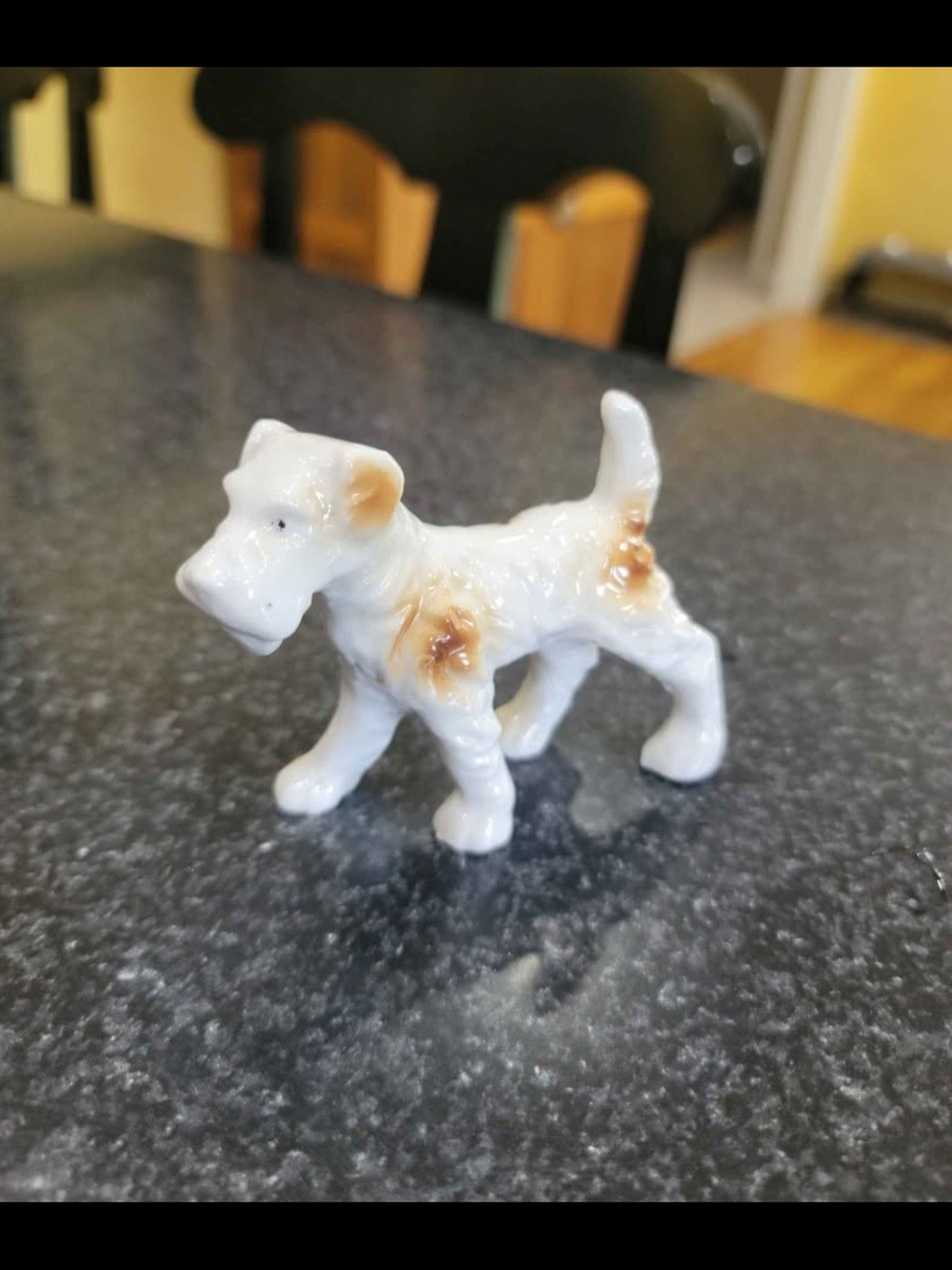 Vintage White and Brown Ceramic Dog Figurine - Decorative Pet Sculpture